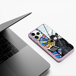 Чехол iPhone 11 Pro матовый Уэнсдэй играет на виолончели на фоне окна, цвет: 3D-розовый — фото 2