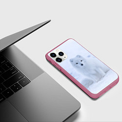 Чехол iPhone 11 Pro матовый Белоснежный Песец, цвет: 3D-малиновый — фото 2