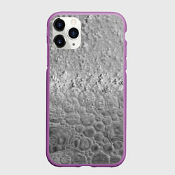 Чехол iPhone 11 Pro матовый Серая поверхность жидкой планеты, цвет: 3D-фиолетовый