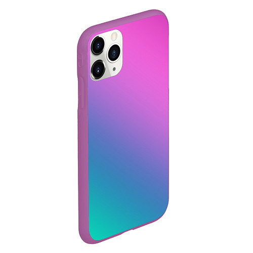 Чехол iPhone 11 Pro матовый Розовый с бирюзовым и синим градиент / 3D-Фиолетовый – фото 2