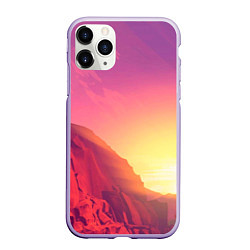 Чехол iPhone 11 Pro матовый Firewatch - Солнечный закат посреди гор, цвет: 3D-светло-сиреневый