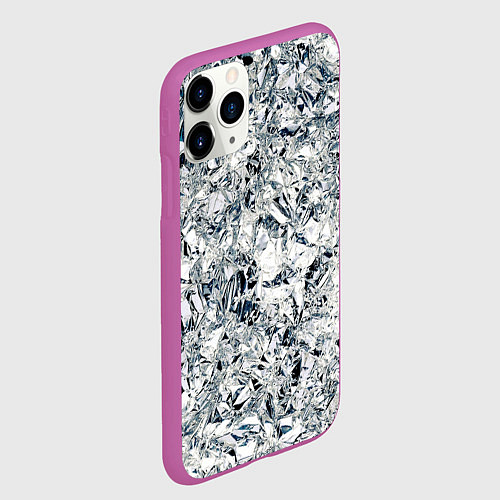 Чехол iPhone 11 Pro матовый Сверкающие кристаллы серебра / 3D-Фиолетовый – фото 2