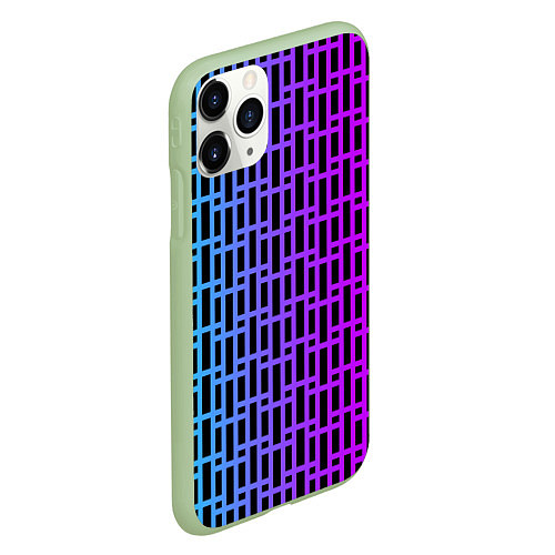 Чехол iPhone 11 Pro матовый Неоновая клетка / 3D-Салатовый – фото 2