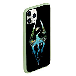 Чехол iPhone 11 Pro матовый Логотип Скайрим, цвет: 3D-салатовый — фото 2