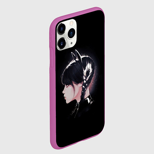 Чехол iPhone 11 Pro матовый Wednesday black kitty / 3D-Фиолетовый – фото 2