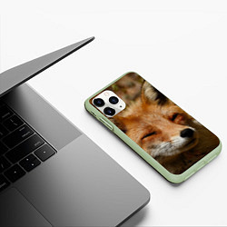 Чехол iPhone 11 Pro матовый Лис дремлет, цвет: 3D-салатовый — фото 2