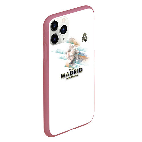 Чехол iPhone 11 Pro матовый Karim Benzema - Real Madrid / 3D-Малиновый – фото 2