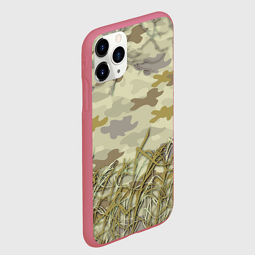Чехол iPhone 11 Pro матовый Камуфляж охотника / 3D-Малиновый – фото 2
