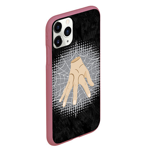 Чехол iPhone 11 Pro матовый Жуткая рука зомби в паутине / 3D-Малиновый – фото 2
