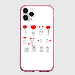 Чехол iPhone 11 Pro матовый Valentain Day, цвет: 3D-малиновый