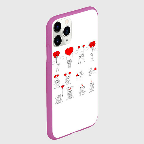 Чехол iPhone 11 Pro матовый Valentain Day / 3D-Фиолетовый – фото 2