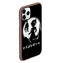 Чехол iPhone 11 Pro матовый Dragon Ball Гоку при луне, цвет: 3D-коричневый — фото 2