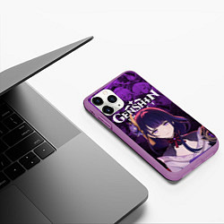 Чехол iPhone 11 Pro матовый Сёгун Райдэн - архонт инадзумы, цвет: 3D-фиолетовый — фото 2
