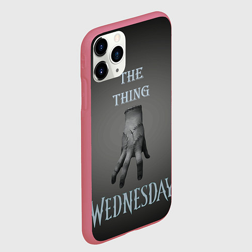 Чехол iPhone 11 Pro матовый Вещь Уэнсдей Аддамс, градиент / 3D-Малиновый – фото 2
