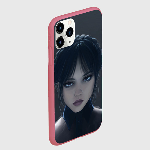 Чехол iPhone 11 Pro матовый Красотка Уэнсдэй - рисунок / 3D-Малиновый – фото 2