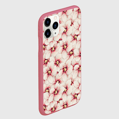 Чехол iPhone 11 Pro матовый Нежность цветов / 3D-Малиновый – фото 2