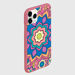 Чехол iPhone 11 Pro матовый Цветочный разноцветный паттерн, цвет: 3D-малиновый — фото 2