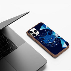 Чехол iPhone 11 Pro матовый Голова синей лисы, цвет: 3D-коричневый — фото 2