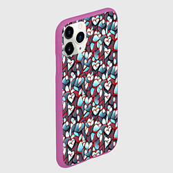 Чехол iPhone 11 Pro матовый Абстрактный паттерн с сердцами, цвет: 3D-фиолетовый — фото 2