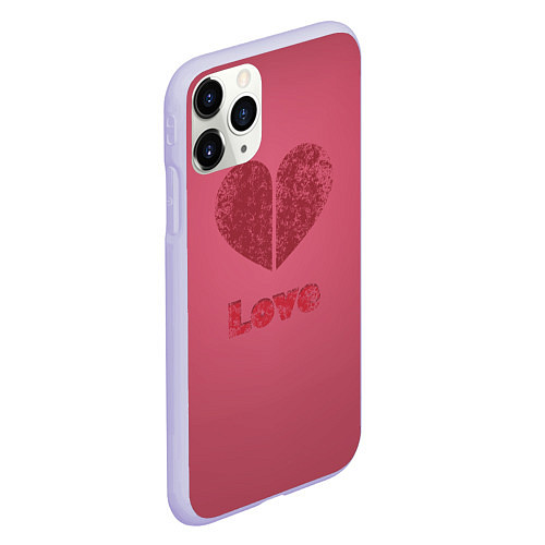 Чехол iPhone 11 Pro матовый Сердце с любовью гранж / 3D-Светло-сиреневый – фото 2