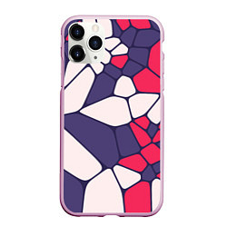 Чехол iPhone 11 Pro матовый Бело-фиолетово-красный паттерн из камней, цвет: 3D-розовый