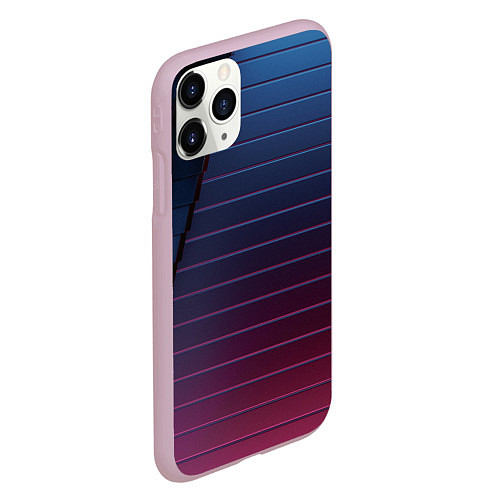 Чехол iPhone 11 Pro матовый Абсрактная лестничная тёмно-синяя текстура / 3D-Розовый – фото 2