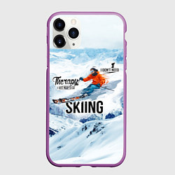 Чехол iPhone 11 Pro матовый Горные лыжи спуск, цвет: 3D-фиолетовый