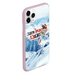 Чехол iPhone 11 Pro матовый Горные лыжи фристайл, цвет: 3D-розовый — фото 2