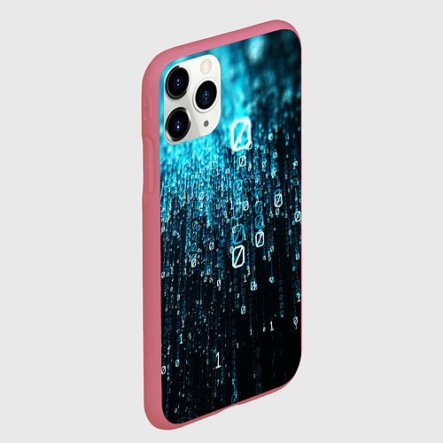 Чехол iPhone 11 Pro матовый Двоичный код / 3D-Малиновый – фото 2