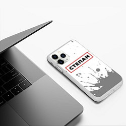 Чехол iPhone 11 Pro матовый Степан - в красной рамке на светлом, цвет: 3D-белый — фото 2