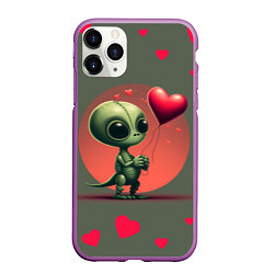 Чехол iPhone 11 Pro матовый Влюбленный инопланетянин, цвет: 3D-фиолетовый