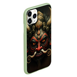Чехол iPhone 11 Pro матовый Индейская страшная маска, цвет: 3D-салатовый — фото 2