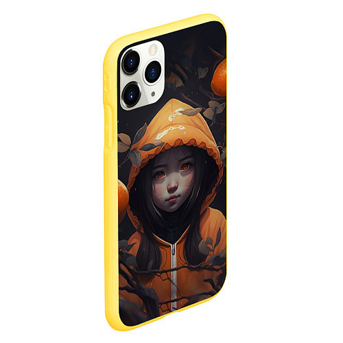 Чехол iPhone 11 Pro матовый Девочка в оранжевой толстовке / 3D-Желтый – фото 2