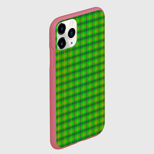 Чехол iPhone 11 Pro матовый Шотландка зеленая крупная / 3D-Малиновый – фото 2