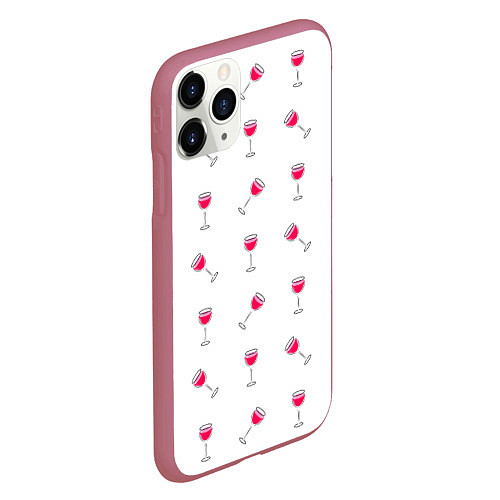 Чехол iPhone 11 Pro матовый Розовое вино / 3D-Малиновый – фото 2