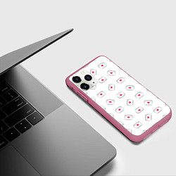 Чехол iPhone 11 Pro матовый Валентинки в конвертах, цвет: 3D-малиновый — фото 2