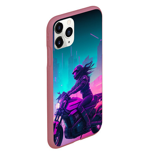 Чехол iPhone 11 Pro матовый Cyberpunk moto / 3D-Малиновый – фото 2