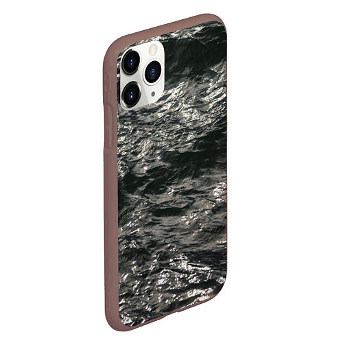 Чехол iPhone 11 Pro матовый Солнечный свет на текстуре воды / 3D-Коричневый – фото 2