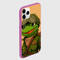 Чехол iPhone 11 Pro матовый Лягушонок Пепе лётчик, цвет: 3D-фиолетовый — фото 2