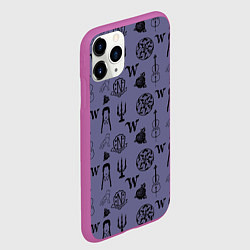 Чехол iPhone 11 Pro матовый Паттерн Уэнсдей, цвет: 3D-фиолетовый — фото 2