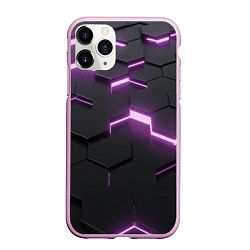Чехол iPhone 11 Pro матовый Абстрактные шестиугольники, цвет: 3D-розовый