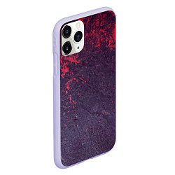 Чехол iPhone 11 Pro матовый Наскальная чёрная текстура с красными брызгами, цвет: 3D-светло-сиреневый — фото 2