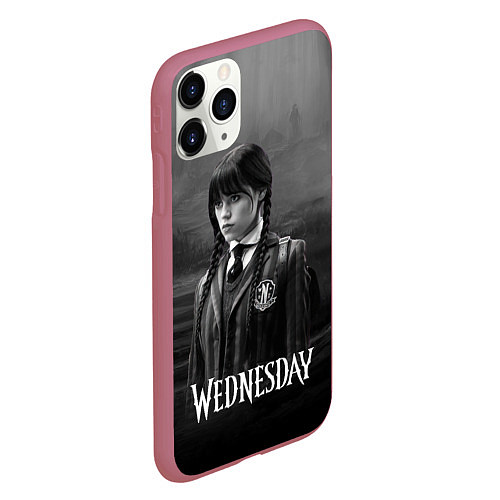Чехол iPhone 11 Pro матовый Wednesday черно-белый стиль / 3D-Малиновый – фото 2