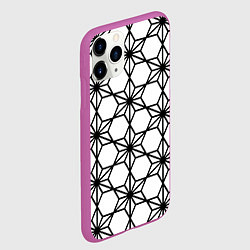 Чехол iPhone 11 Pro матовый Чёрно-белый абстрактный паттерн из звёзд, цвет: 3D-фиолетовый — фото 2