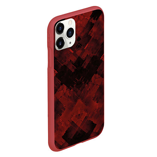 Чехол iPhone 11 Pro матовый Полосы красные и чёрные / 3D-Красный – фото 2