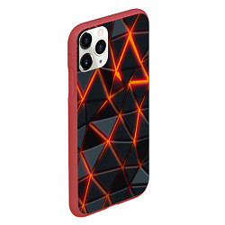 Чехол iPhone 11 Pro матовый Треугольники и неон, цвет: 3D-красный — фото 2