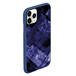 Чехол iPhone 11 Pro матовый Синие, чёрные и белые полоски, цвет: 3D-тёмно-синий — фото 2
