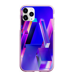 Чехол iPhone 11 Pro матовый Синие и розовые прямоугольники, цвет: 3D-розовый
