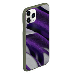 Чехол iPhone 11 Pro матовый Фиолетовые волны, цвет: 3D-темно-зеленый — фото 2