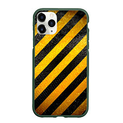 Чехол iPhone 11 Pro матовый Черно-желтая опасность, цвет: 3D-темно-зеленый